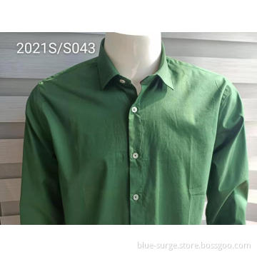 Solid Color Green Breathable No Pilling Men's Shirts